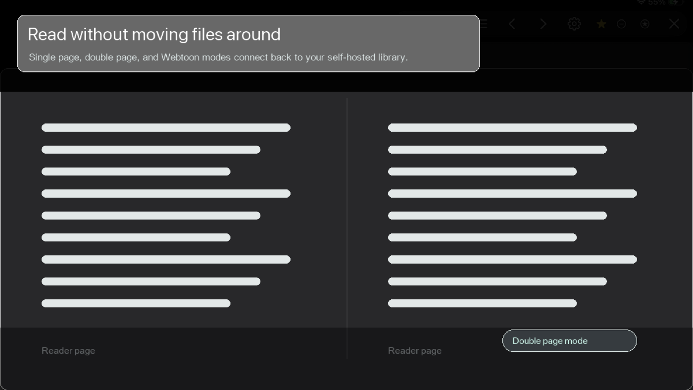 FolioSpace iPad reader showing a two-page reading layout.